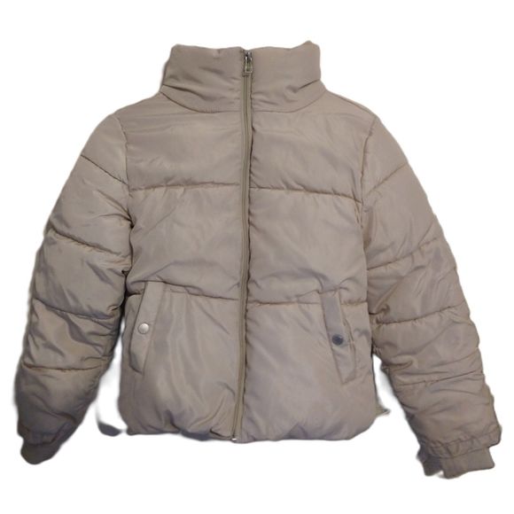 Women's small puffer jacket. Beige. Anna Cai. Full zippered. High collar. - Picture 1 of 4